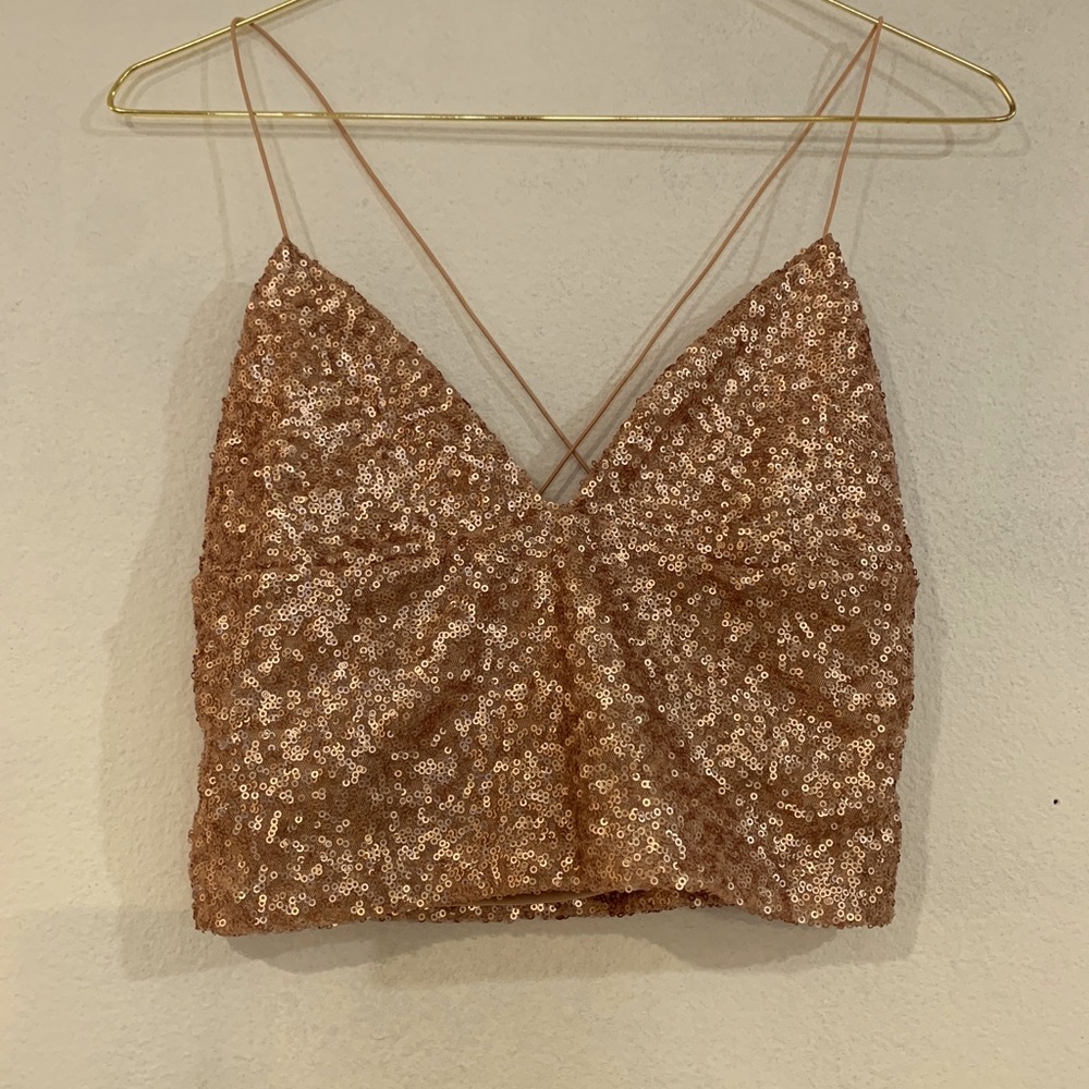 Pink Sequin Crop Top